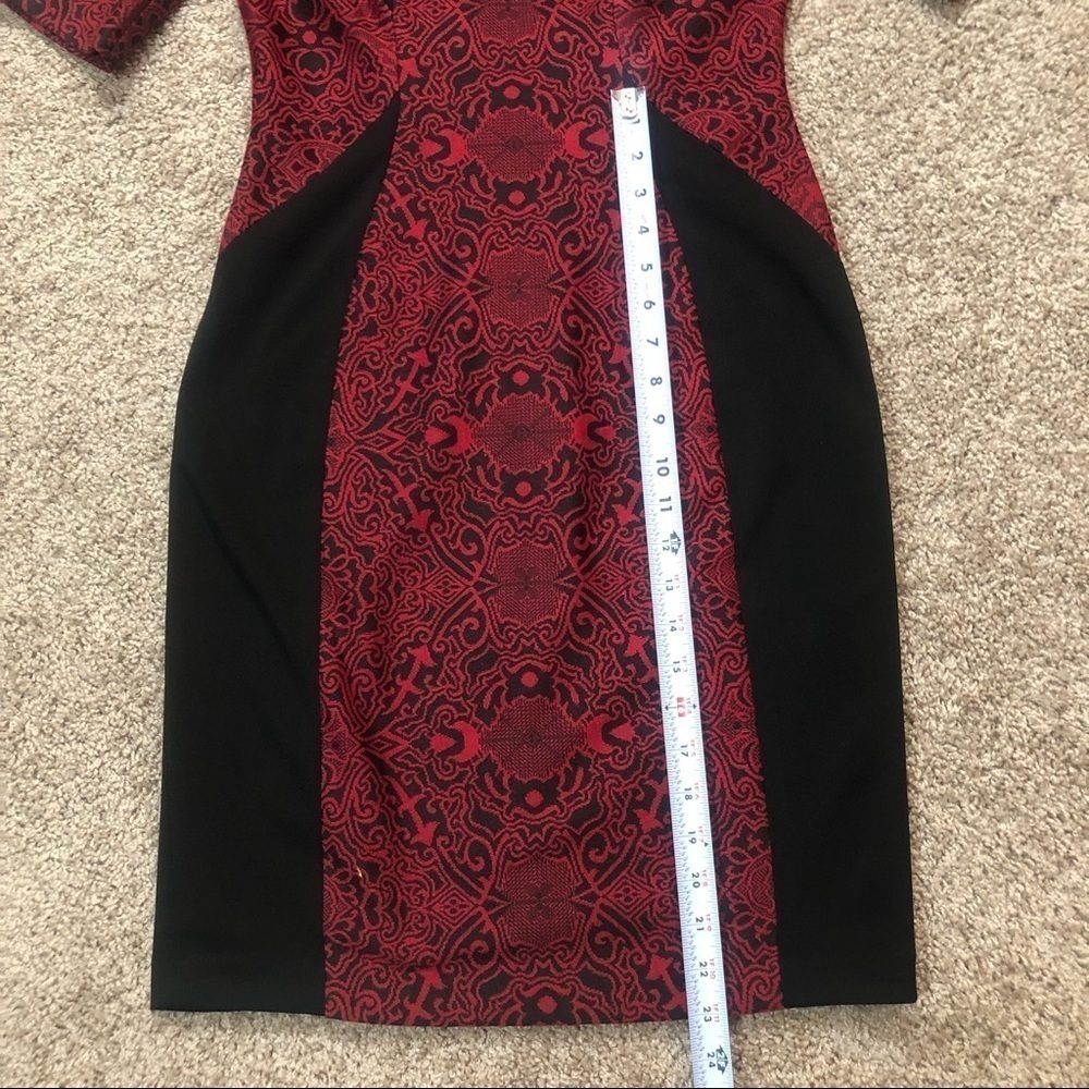 Maggy London Ponte Jacquard Sheath Dress Red and Black Size 4 - Picture 7 of 8